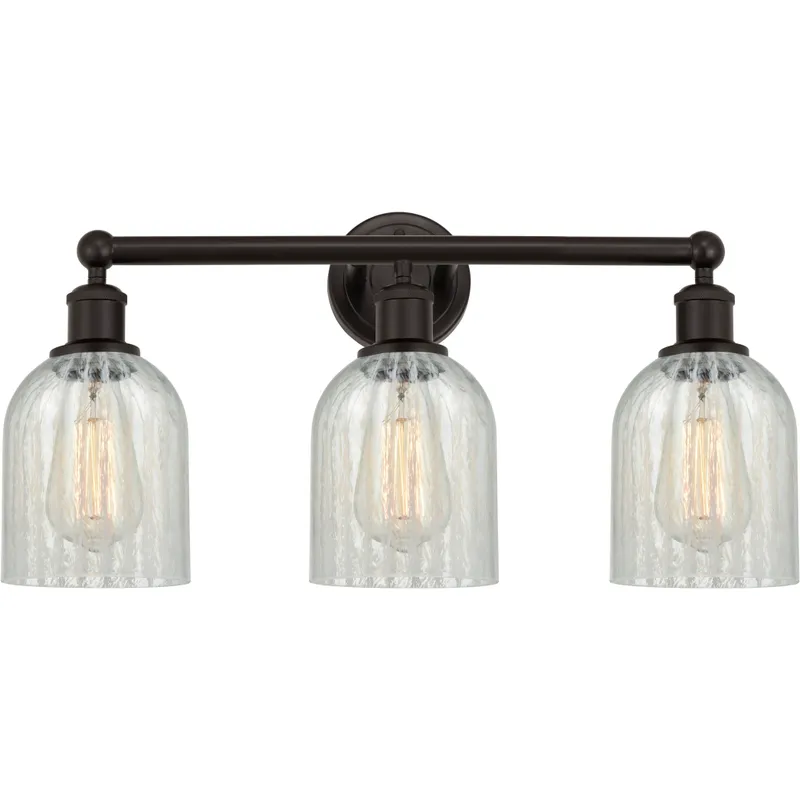 Edison Caledonia 3 Light 23 inch Oil Rubbed Bronze Bath Vanity Light Wall Light in Mouchette Glass