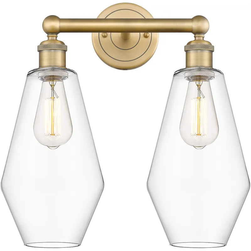 Cindyrella 2 Light 16 inch Brushed Brass Bath Vanity Light Wall Light in Clear