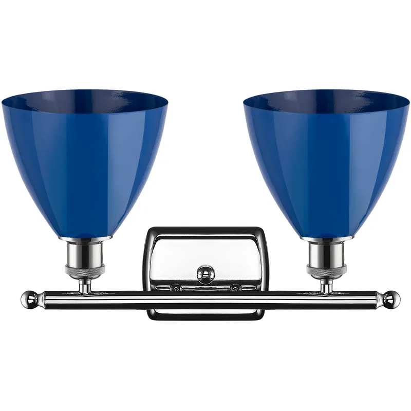 Ballston Plymouth Dome 2 Light 18 inch Polished Chrome Bath Vanity Light Wall Light in Matte Blue