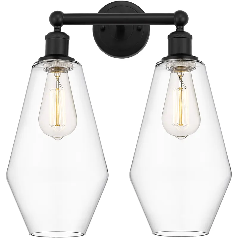 Cindyrella 2 Light 16 inch Matte Black Bath Vanity Light Wall Light in Clear Glass