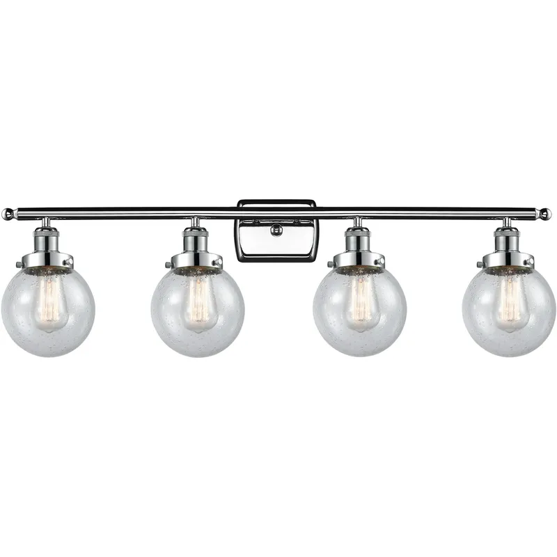 Ballston Beacon 4 Light 36 inch Polished Chrome Bath Vanity Light Wall Light in Seedy Glass, Ballston