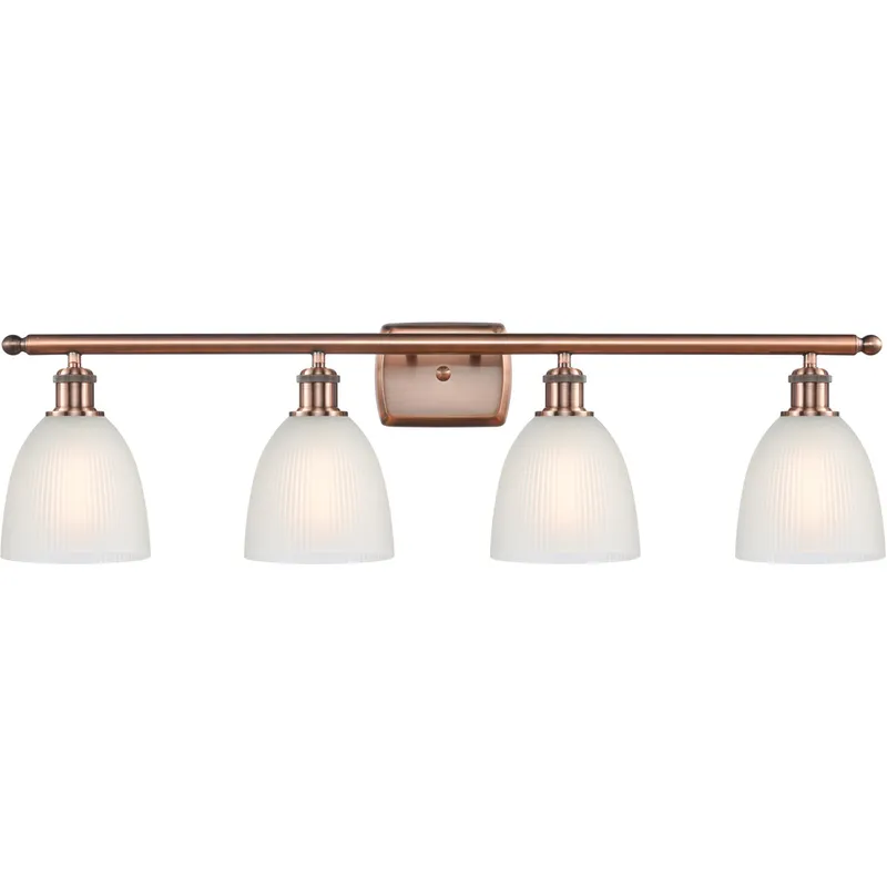 Ballston Castile LED 36 inch Antique Copper Bath Vanity Light Wall Light in White Glass, Ballston