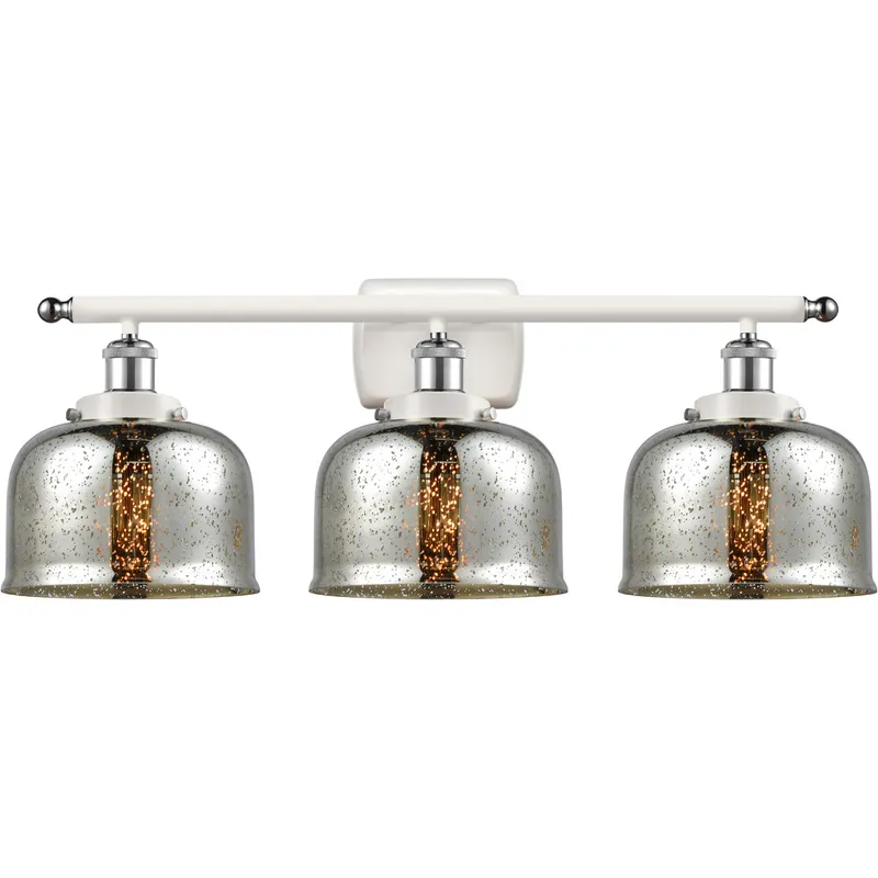 Ballston Bell LED 26 inch White and Polished Chrome Bath Vanity Light Wall Light in Silver Plated Mercury Glass