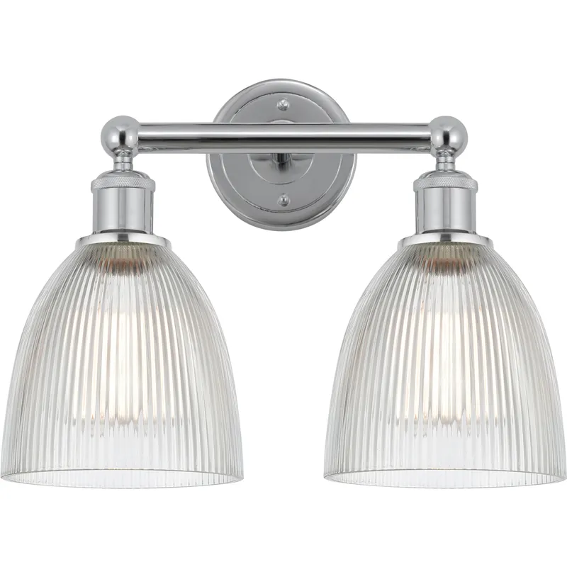 Edison Castile 2 Light 15 inch Polished Chrome Bath Vanity Light Wall Light in Clear Glass