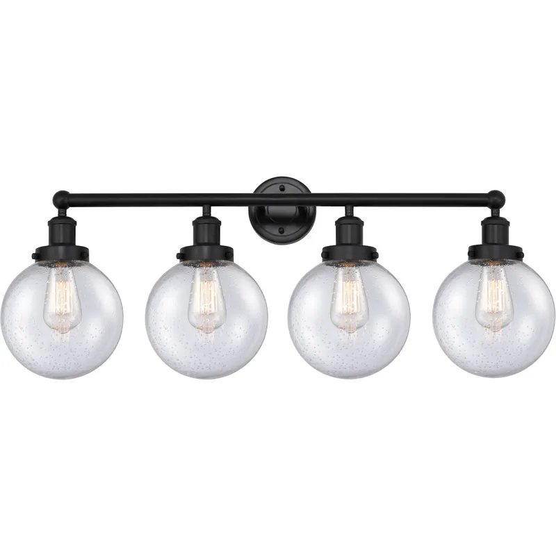 Beacon 4 Light 33.5 inch Matte Black Bath Vanity Light Wall Light