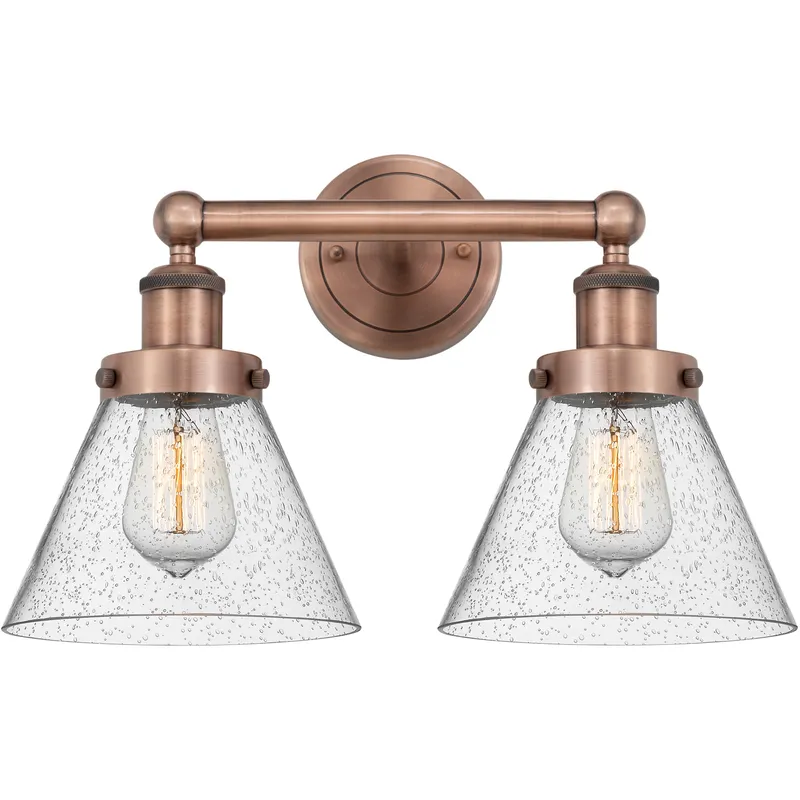 Cone 2 Light 15.5 inch Antique Copper Bath Vanity Light Wall Light in Seedy