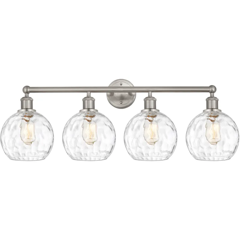 Athens Water Glass 4 Light 35 inch Brushed Satin Nickel Bath Vanity Light Wall Light in Clear Glass