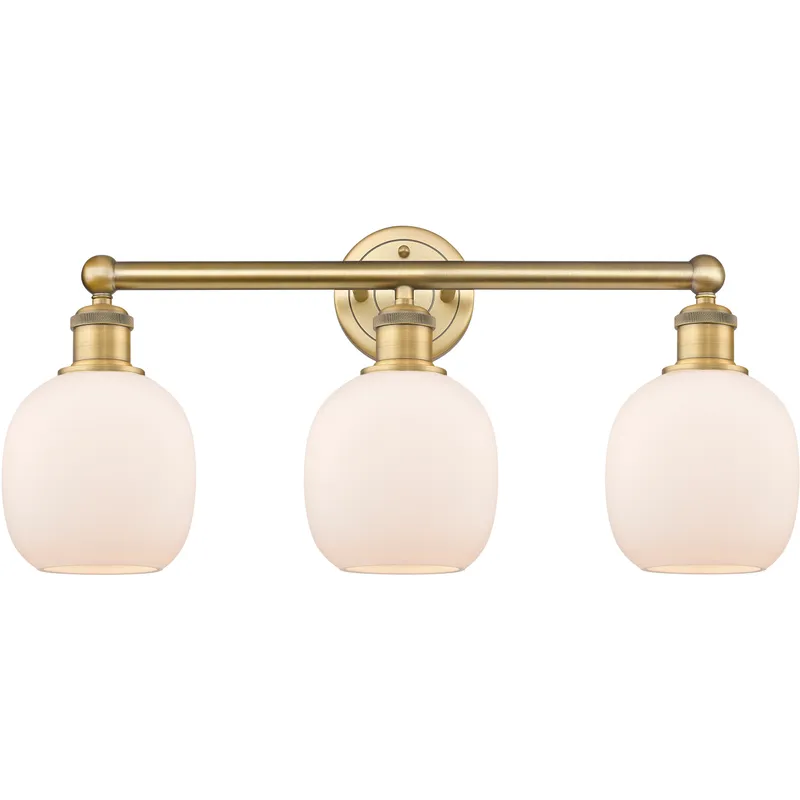 Belfast 3 Light 24 inch Brushed Brass Bath Vanity Light Wall Light in Matte White