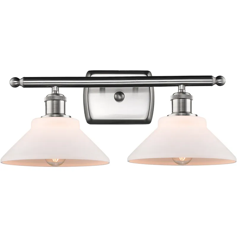 Ballston Orwell 2 Light 18 inch Brushed Satin Nickel Bath Vanity Light Wall Light in Matte White Glass, Ballston