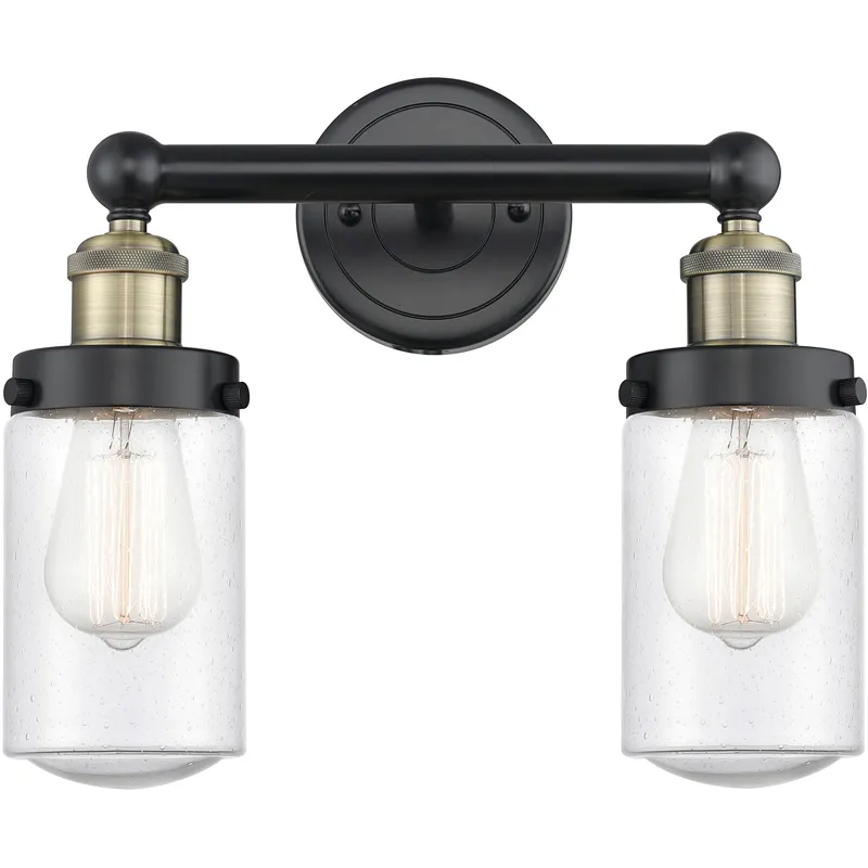 Dover 2 Light 15.5 inch Black Antique Brass Bath Vanity Light Wall Light in Seedy