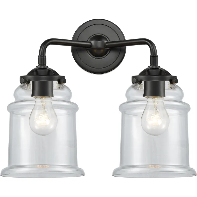 Nouveau Canton 2 Light 14 inch Oil Rubbed Bronze Bath Vanity Light Wall Light in Clear Glass, Nouveau