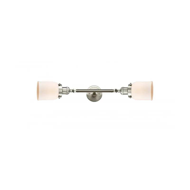 Franklin Restoration Small Bell LED 5 inch Brushed Satin Nickel Bath Vanity Light Wall Light in Matte White Glass, Franklin Restoration