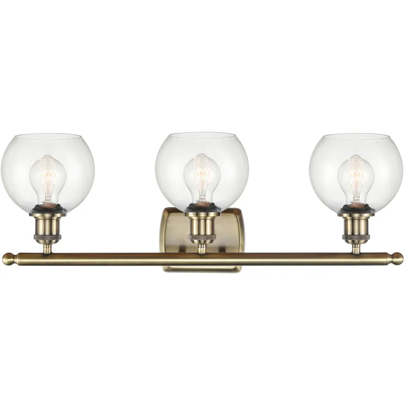 Ballston Athens LED 26 inch Antique Brass Bath Vanity Light Wall Light in Clear Glass