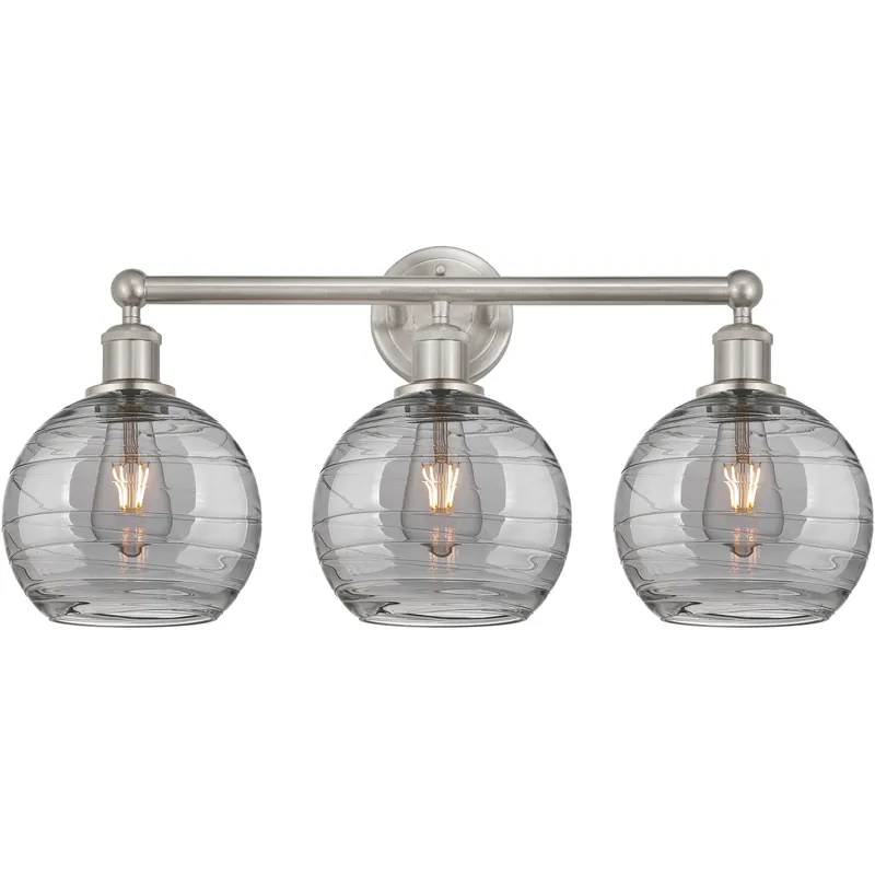Edison Athens Deco Swirl 3 Light 26 inch Satin Nickel Bath Vanity Light Wall Light