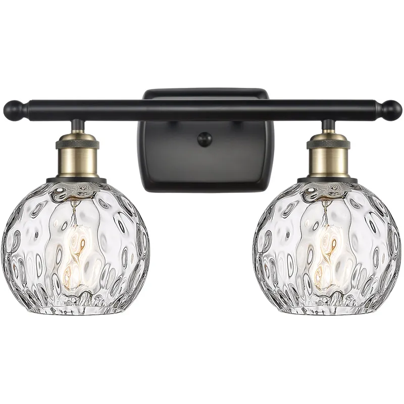 Ballston Athens Water Glass LED 16 inch Black Antique Brass Bath Vanity Light Wall Light