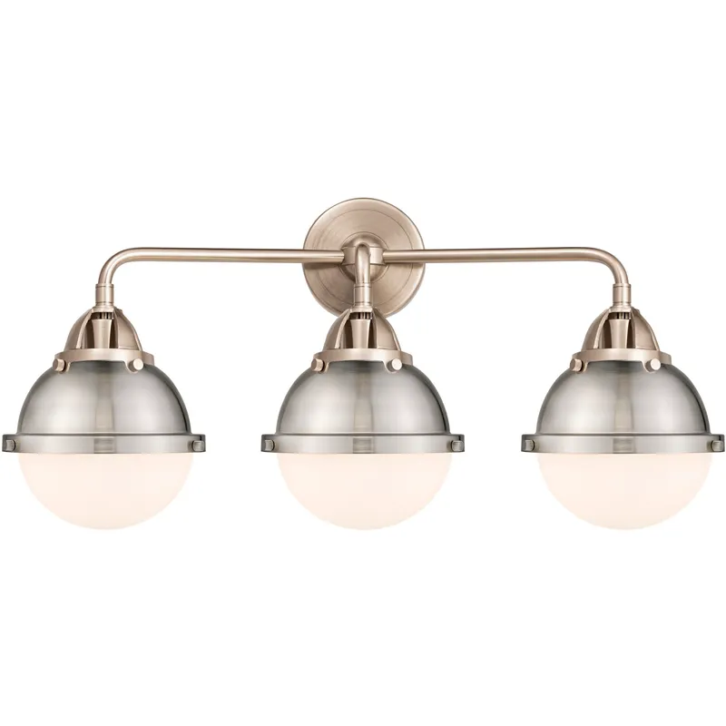 Nouveau 2 Hampden 3 Light 25.25 inch Brushed Satin Nickel Bath Vanity Light Wall Light in Matte White Glass