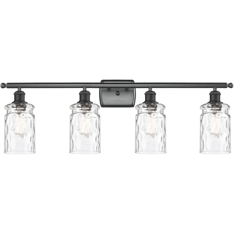 Ballston Candor 4 Light 36 inch Matte Black Bath Vanity Light Wall Light in Clear Waterglass, Ballston