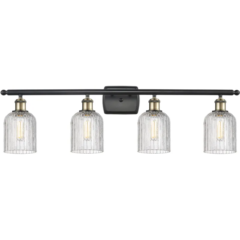Bridal Veil 4 Light 35 inch Black Antique Brass Bath Vanity Light Wall Light in Clear