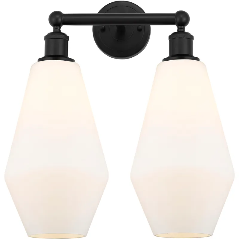 Cindyrella 2 Light 16 inch Matte Black Bath Vanity Light Wall Light in Matte White Glass