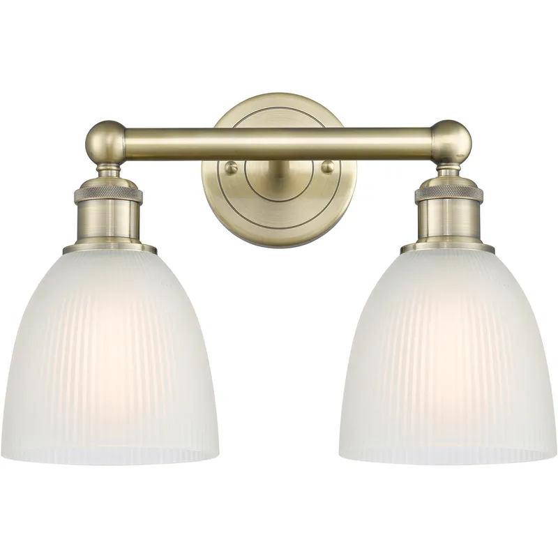 Castile 2 Light 15 inch Antique Brass Bath Vanity Light Wall Light in White