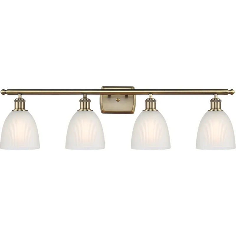Ballston Castile LED 36 inch Antique Brass Bath Vanity Light Wall Light in White Glass, Ballston