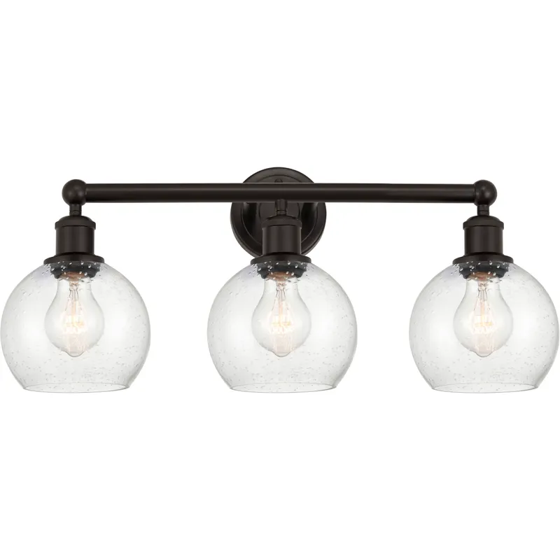 Edison Athens 3 Light 24 inch Oil Rubbed Bronze Bath Vanity Light Wall Light in Seedy Glass