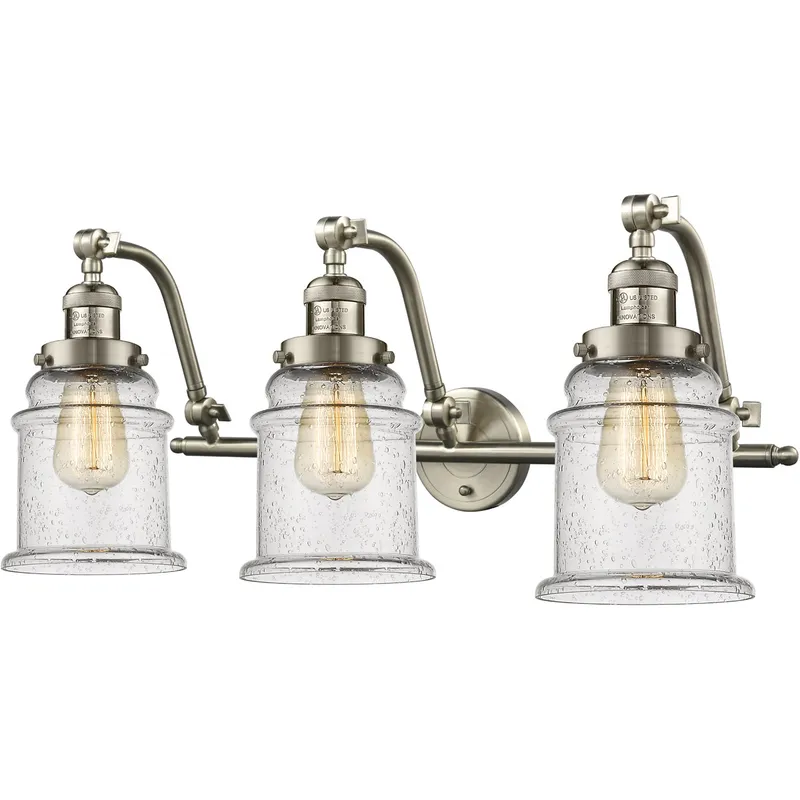 Franklin Restoration Canton LED 28 inch Brushed Satin Nickel Bath Vanity Light Wall Light in Seedy Glass, Franklin Restoration