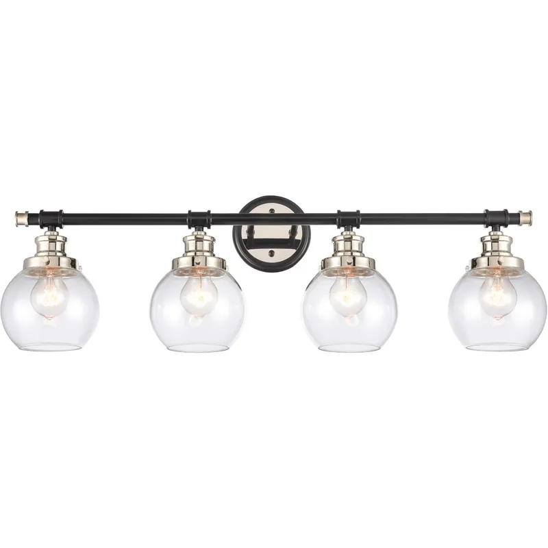 Saybrook LED 33.25 inch Black Polished Nickel Bath Vanity Light Wall Light in Clear Glass