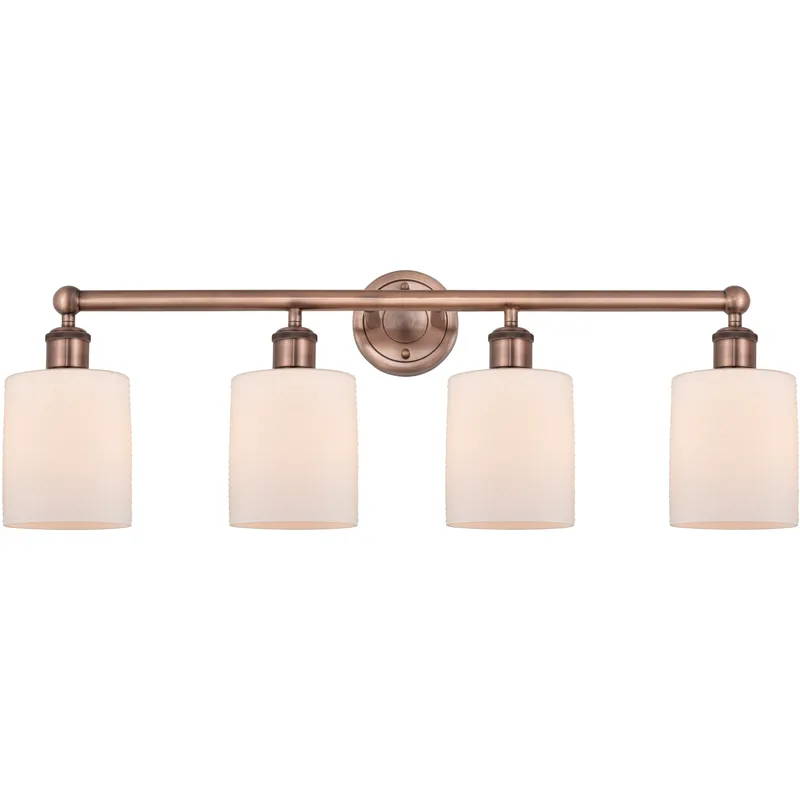 Cobbleskill 4 Light 32 inch Antique Copper Bath Vanity Light Wall Light in Matte White