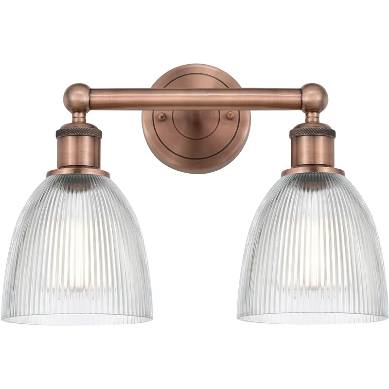 Castile 2 Light 15 inch Antique Copper Bath Vanity Light Wall Light in Clear