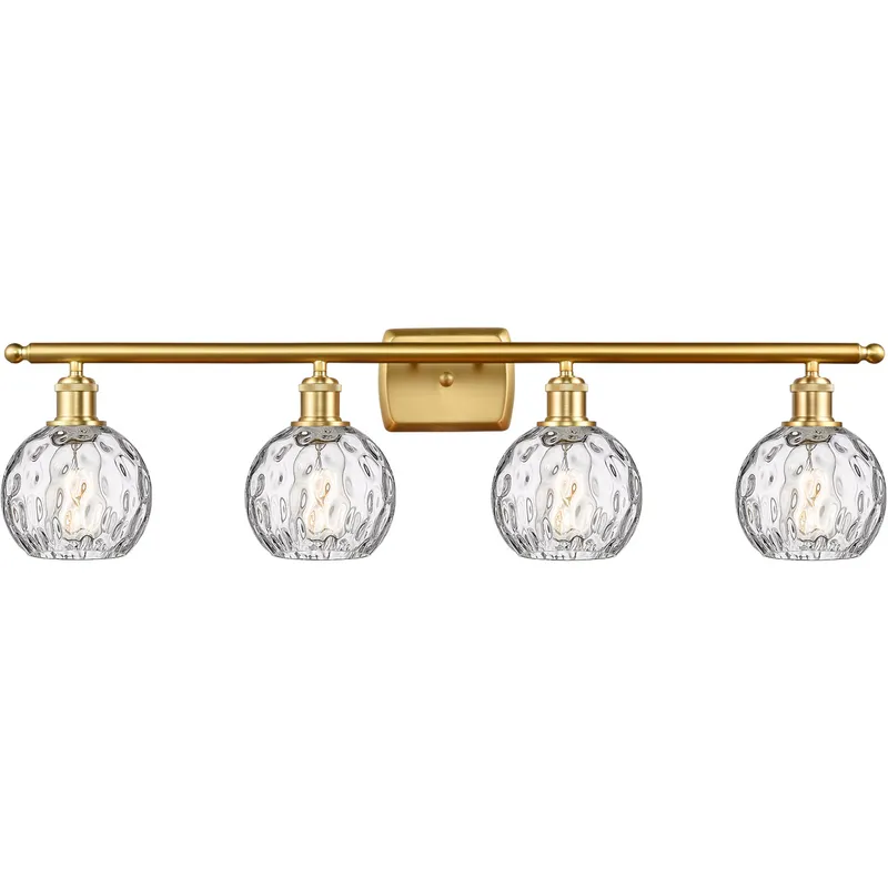 Ballston Athens Water Glass 4 Light 36 inch Satin Gold Bath Vanity Light Wall Light