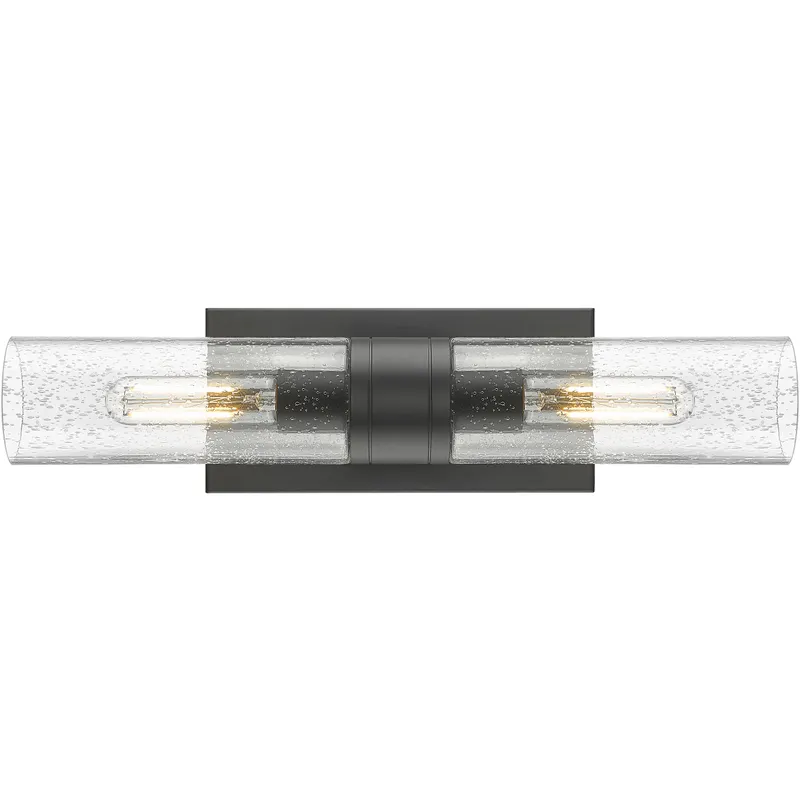 Ballston Urban 2 Light 18 inch Matte Black Bath Vanity Light Wall Light in Seedy Glass