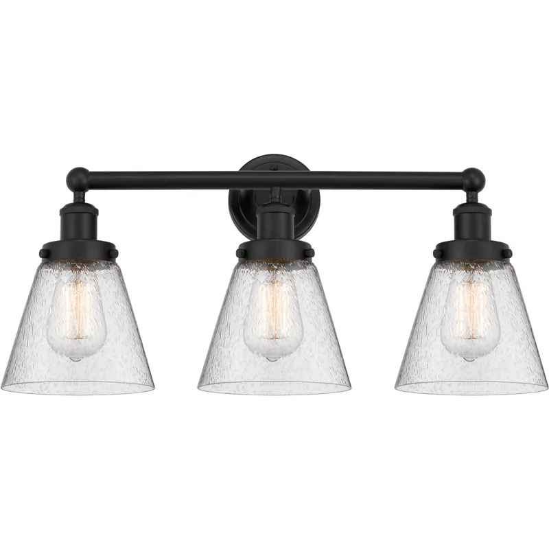 Cone 3 Light 24.5 inch Matte Black Bath Vanity Light Wall Light