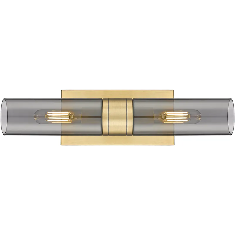 Ballston Urban 2 Light 18 inch Brushed Brass Bath Vanity Light Wall Light in Light Smoke Glass