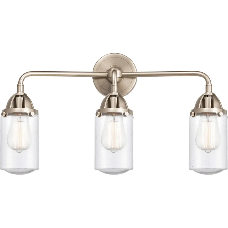 Nouveau 2 Dover LED 23 inch Brushed Satin Nickel Bath Vanity Light Wall Light in Seedy Glass