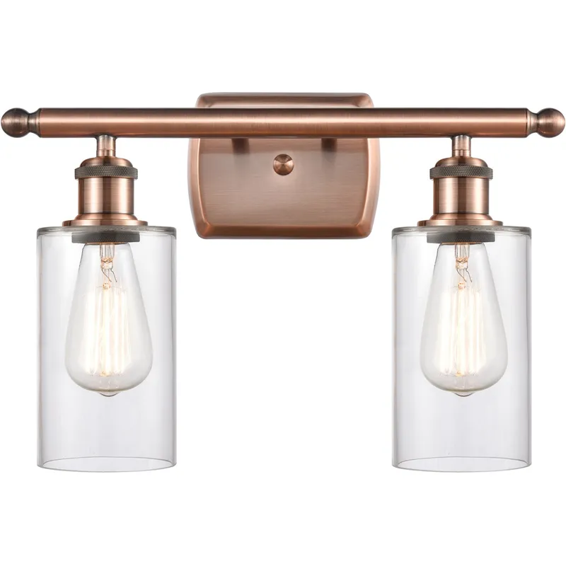 Ballston Clymer LED 16 inch Antique Copper Bath Vanity Light Wall Light in Clear Glass, Ballston
