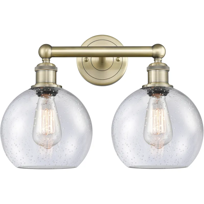 Athens 2 Light 17 inch Antique Brass Bath Vanity Light Wall Light in Seedy