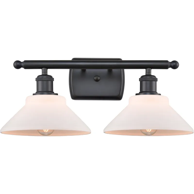 Ballston Orwell 2 Light 18 inch Matte Black Bath Vanity Light Wall Light in Matte White Glass, Ballston