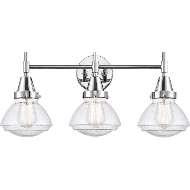 Caden LED 25 inch Polished Chrome Bath Vanity Light Wall Light in Seedy Glass