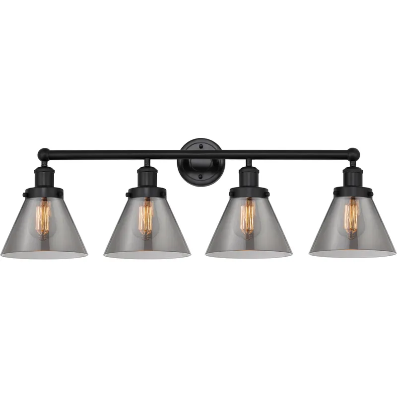 Cone 4 Light 34.75 inch Matte Black Bath Vanity Light Wall Light