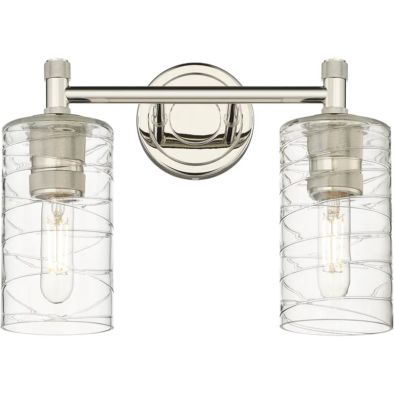 Downtown Urban Crown Point 2 Light 13.88 inch Polished Nickel Bath Vanity Light Wall Light in Deco Swirl