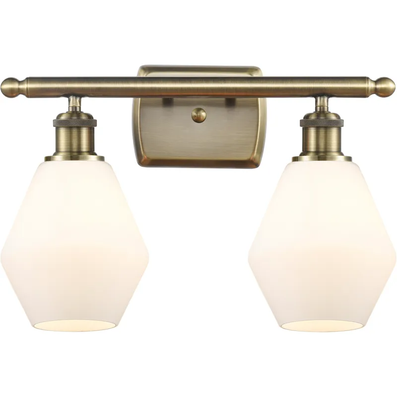 Ballston Cindyrella 2 Light 16 inch Antique Brass Bath Vanity Light Wall Light in Incandescent, Matte White Glass