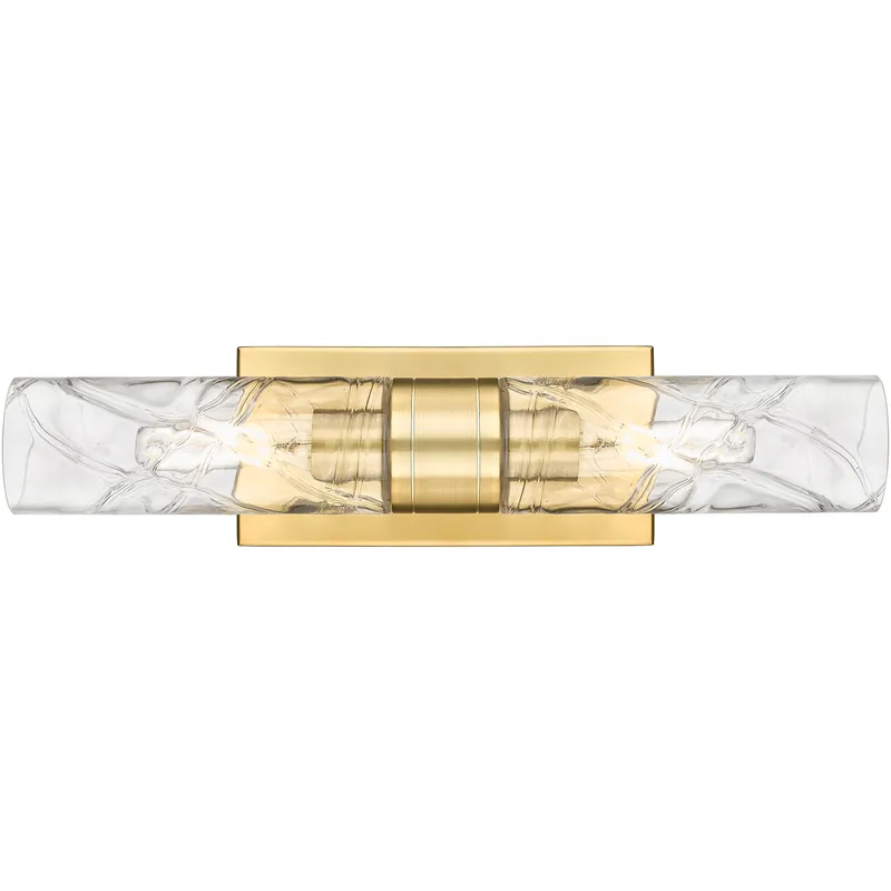 Ballston Urban 2 Light 18 inch Satin Gold Bath Vanity Light Wall Light in Deco Swirl Glass
