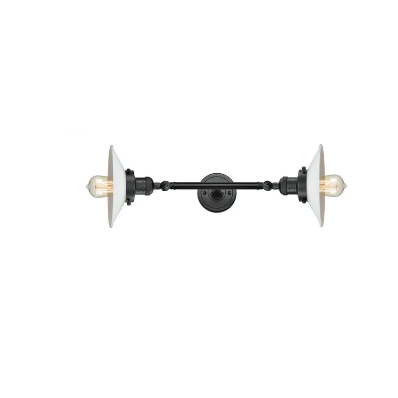 Franklin Restoration Halophane LED 9 inch Matte Black Bath Vanity Light Wall Light in Matte White Halophane Glass, Franklin Restoration