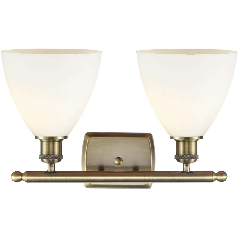 Ballston Ballston Dome LED 18 inch Antique Brass Bath Vanity Light Wall Light in Matte White Glass