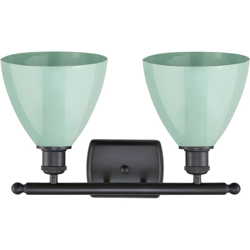 Ballston Plymouth Dome 2 Light 18 inch Matte Black Bath Vanity Light Wall Light in Matte Seafoam