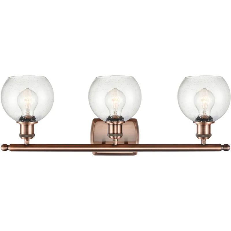 Ballston Athens LED 26 inch Antique Copper Bath Vanity Light Wall Light in Seedy Glass