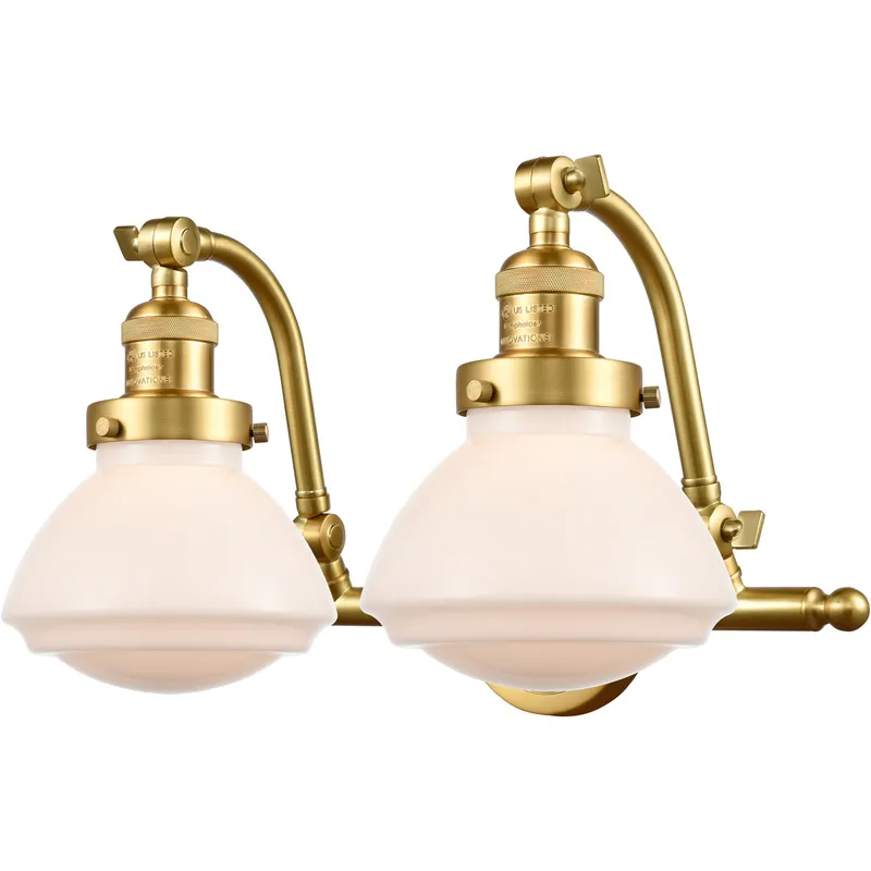 Franklin Restoration Olean LED 19 inch Satin Gold Bath Vanity Light Wall Light in Matte White Glass, Franklin Restoration