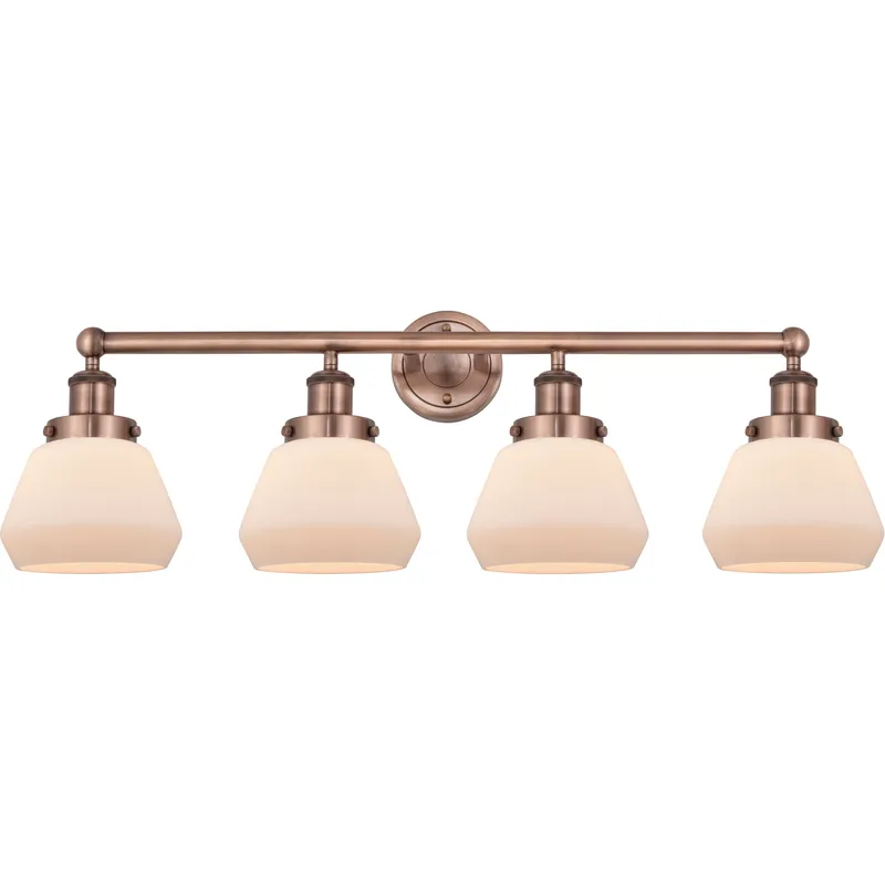Fulton 4 Light 33.5 inch Antique Copper Bath Vanity Light Wall Light in Matte White