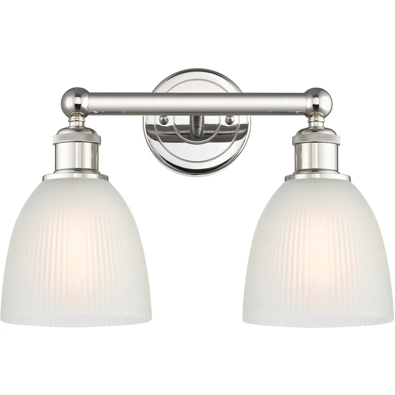 Castile 2 Light 15 inch Polished Nickel Bath Vanity Light Wall Light in White